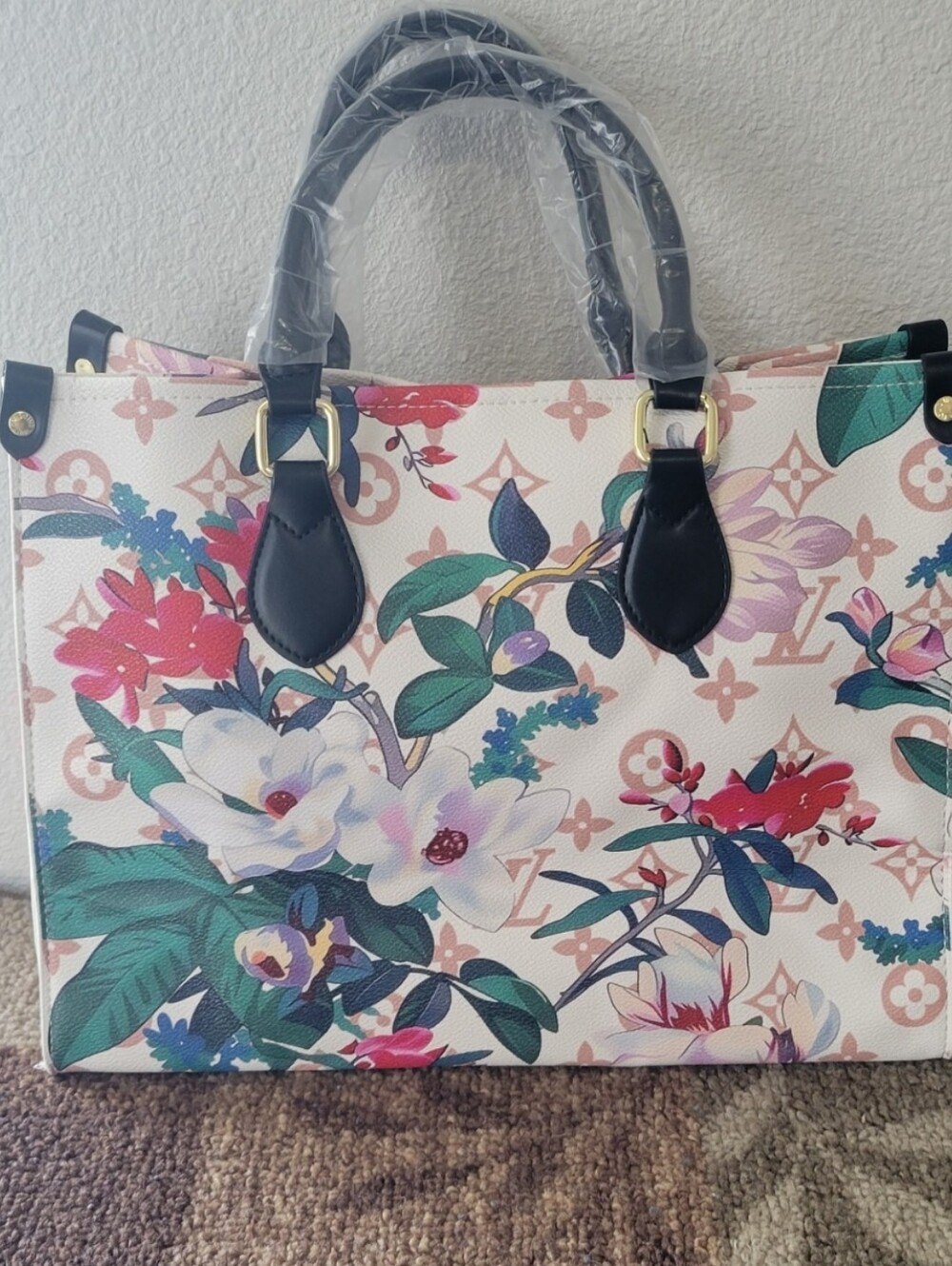 Fashion Bag  White Floral & Hummingbird Satchel